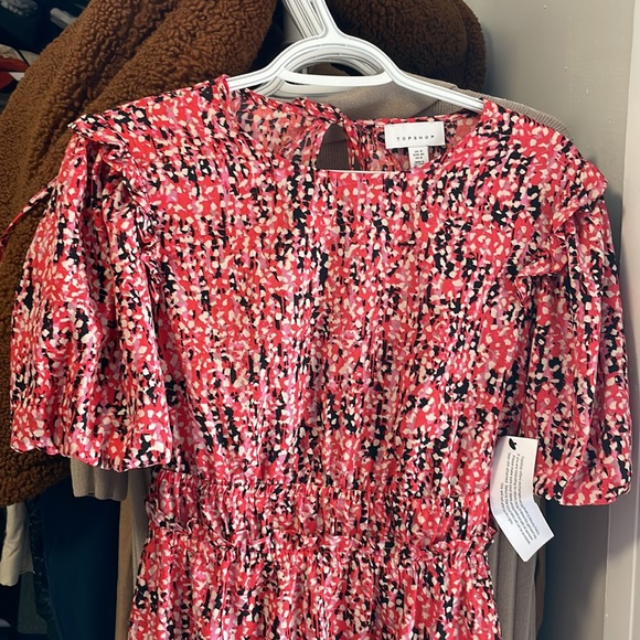 TOPSHOP Animal Print Puff Sleeve Mini Dress - Picture 4 of 7